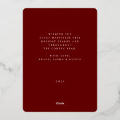 スタンプされたフローラフレーム写真 箔シーズンカード (裏面)