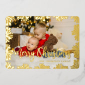 スタンプされたフローラフレーム写真 箔シーズンカード (正面)