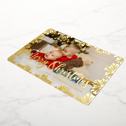 スタンプされたフローラフレーム写真 箔シーズンカード (回転した状態)