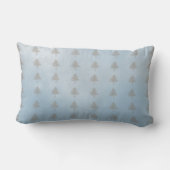 スタンプされた松の木のパターン淡い青 ランバークッション (裏面)