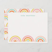 スタンプされた虹キッズステーショナリーカード – Tangerine セーブザデート (正面/裏面)