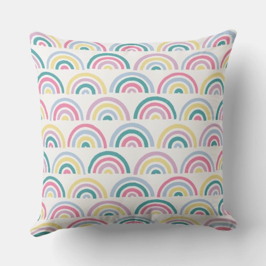 スタンプされた虹キッズ装飾用クッション-ティール(緑がかった色) クッション (裏面)