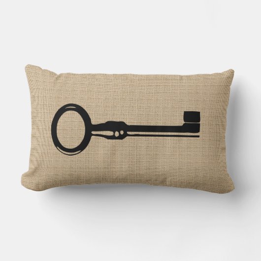 スタンプのスタイルの鍵の枕 ランバークッション (正面)