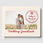 スタンプのロゴ付き写真中国の結婚の結合 ゲストブック (正面)