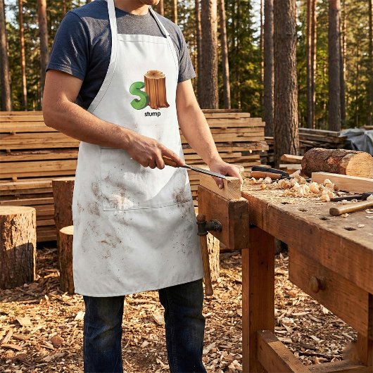 スタンプアルファベットレターSおもしろいツリースタンプアート スタンダードエプロン