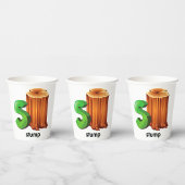 スタンプアルファベットレターSおもしろいツリースタンプアート 紙コップ