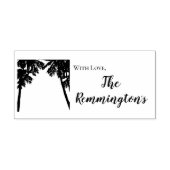 スタンプパーソナライズされたビーチサンセットパームツリーストリングL ラバースタンプ (インプリント)