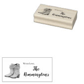 スタンプブルーパーソナライズされたウッドバーンドアブーツカウント ラバースタンプ (押印)