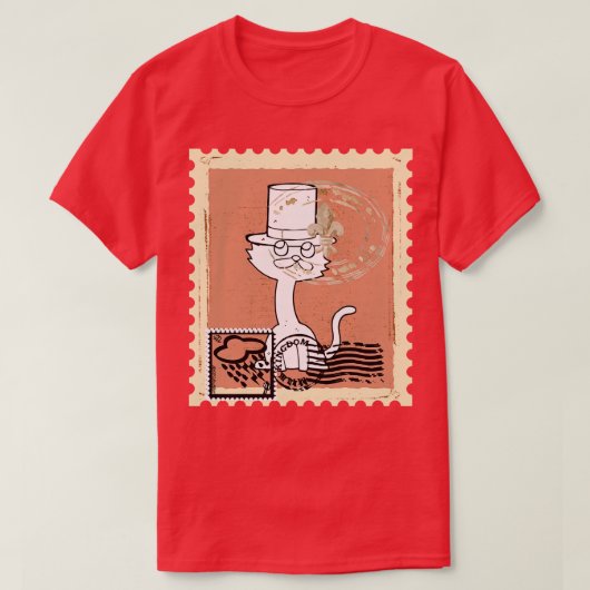 スタンプ付きの猫 Tシャツ (デザイン正面)