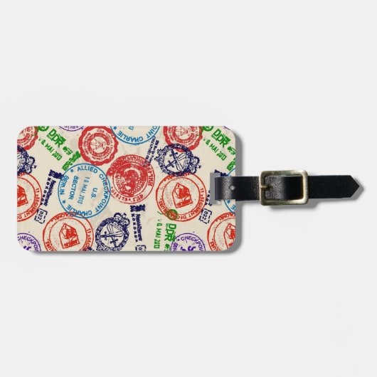 スタンプ付きテ実在クスチャ。 ラゲッジタグ (正面横)