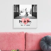 スタンプ素朴されたハートミスター・アンド・ミセス結婚ズ キャンバスプリント (インサイチュ (リビング))