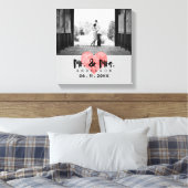 スタンプ素朴されたハートミスター・アンド・ミセス結婚ズ キャンバスプリント (インサイチュ (寝室))