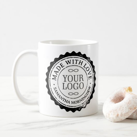 スタンプ - あなたのテキストとロゴ 3 コーヒーマグカップ (ドーナツ)