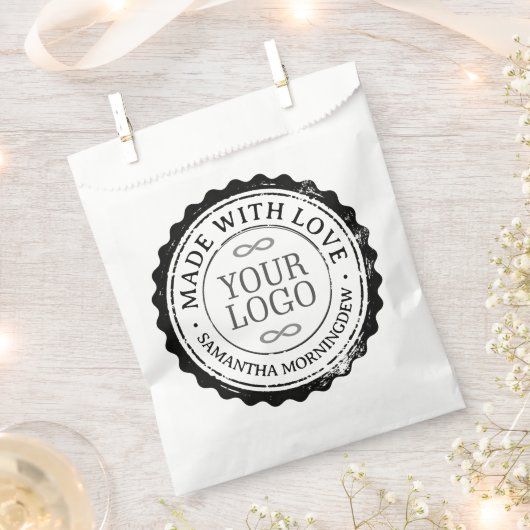 スタンプ - あなたのテキストとロゴ 3 フェイバーバッグ (クリップ留めされた状態)