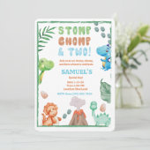 スタンプ、チャンプ、そして2つの水彩恐竜の誕生日 招待状 (スタンド正面)