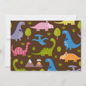 スタンプ・チョンプ＆ロアー楽しい恐竜の子供の誕生日 招待状 (裏面)