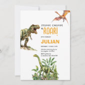 スタンプ・チョンプ・ロア ティレックス 恐竜の誕生日 招待状 (正面)