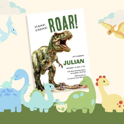 スタンプ・チョンプ・ローム タイレックスの誕生日 招待状