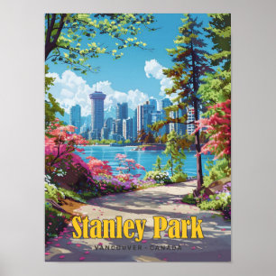 スタンリーパークバンクーバーカナダヴィンテージトラベル ポスター
