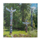 スタンリー公園のトーテムポール、バンクーバー、カナダ タイル (正面)