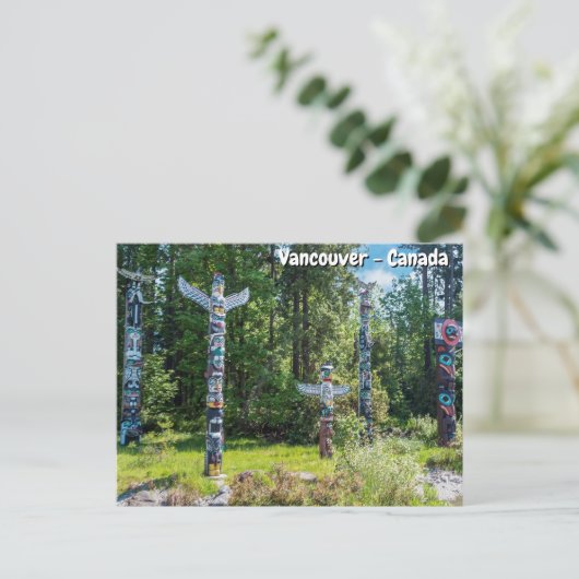 スタンリー公園のトーテムポール、バンクーバー、カナダ ポストカード (スタンド正面)