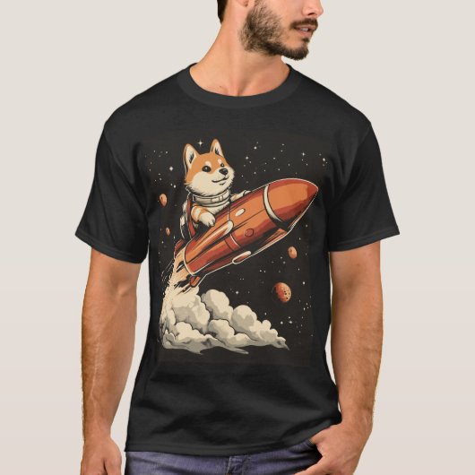 スタンリー柴犬オンアロケット Tシャツ (正面)
