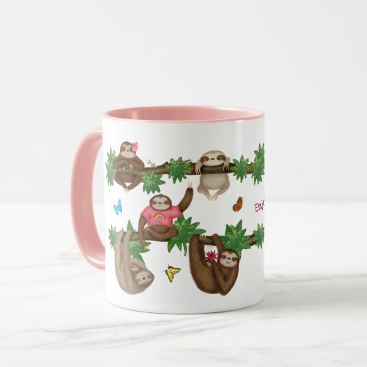 スタンリーSlothピンク'怠惰なカップパを楽しむ'マグカップ マグカップ (正面左)