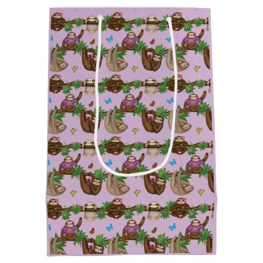 スタンレースロッスパープルパーソナライズされた抱き枕 ミディアムペーパーバッグ (裏面)