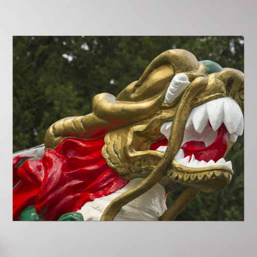スタンレーパークの中国のドラゴンボートの船首 ポスター (正面)