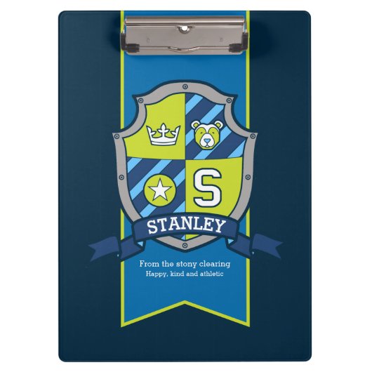 スタンレー文字Sクマの紋名は青 クリップボード (正面)