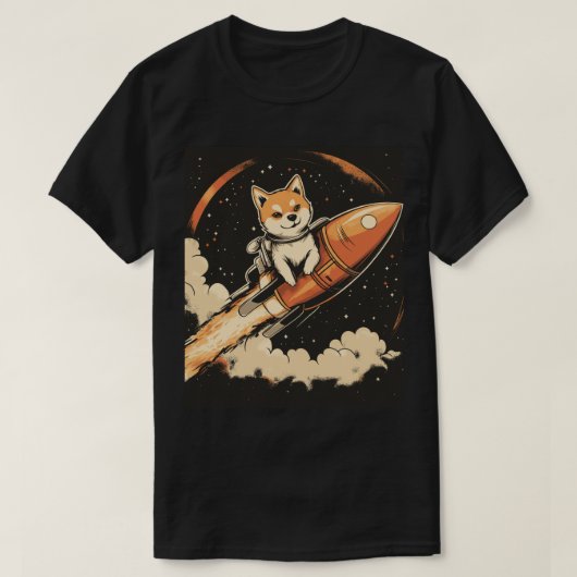 スタンレー柴犬オンアロケットTシャツ Tシャツ (デザイン正面)