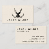 スタン〔雄ジカの〕枝角スモークウォーターミニマルカラー素朴ブシン 名刺 (正面/裏面)