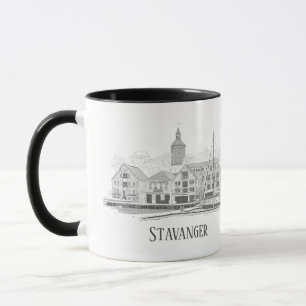 スタヴァンゲル ノルウェー 美しい街並みのスケッチ マグカップ