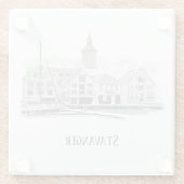 スタヴァンゲル ノルウェー 美しい通り景観のスケッチ ガラスコースター (裏面)