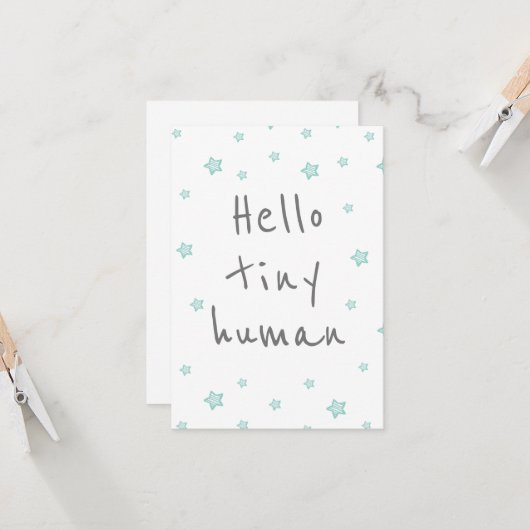 スターかわいいウェルカムベビー/誕生おめでとう カード (正面/裏面インサイチュ)