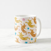 スターが描かれた継ぎ目のないおもしろいかわいい猫 コーヒーマグカップ (正面右)