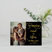 スターが散らばった日付写真を保存 箔招待状ポストカード (立ち正面)