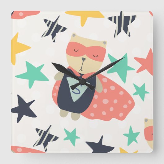 スターすごいヒーロー スクエア壁時計 (正面)