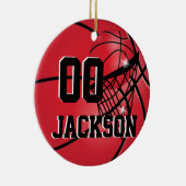 スターすごいプレーヤーレッドバスケットボールのパーソナライズ セラミックオーナメント (右)
