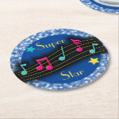 スターすごいミュージックノートクラシックラウンド ラウンドペーパーコースター (アングル)