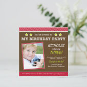 スターすごい!少年赤の誕生日パーティーの招待 招待状 (スタンド正面)