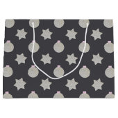 スターとクリスマスボードシルバーとブラック ラージペーパーバッグ (正面)