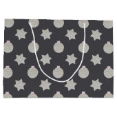 スターとクリスマスボードシルバーとブラック ラージペーパーバッグ (裏面)