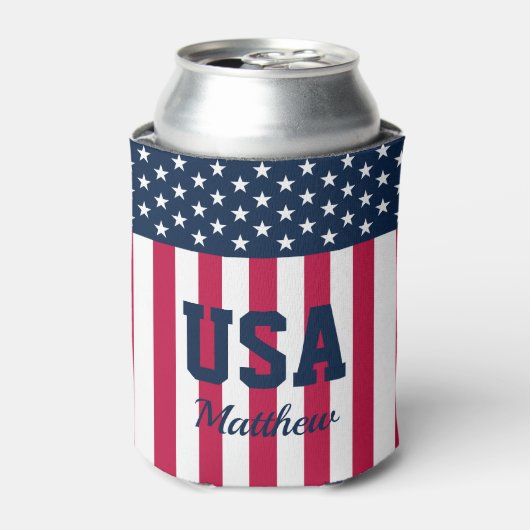 スターとストライプという名前の米国国旗 缶クーラー (缶正面)