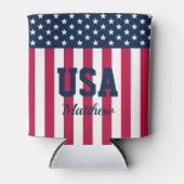 スターとストライプという名前の米国国旗 缶クーラー (正面)