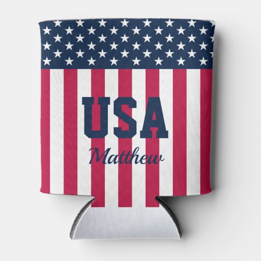 スターとストライプという名前の米国国旗 缶クーラー (正面)