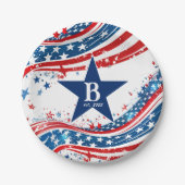 スターとストライプアメリカ国旗の愛国心 ペーパープレート (正面)