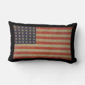 スターとストライプヴィンテージ愛国的アメリカ国旗 ランバークッション (裏面)