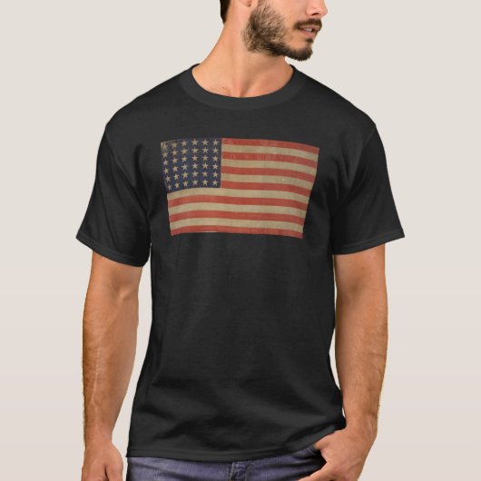 スターとストライプヴィンテージ愛国的アメリカ国旗 Tシャツ (正面)