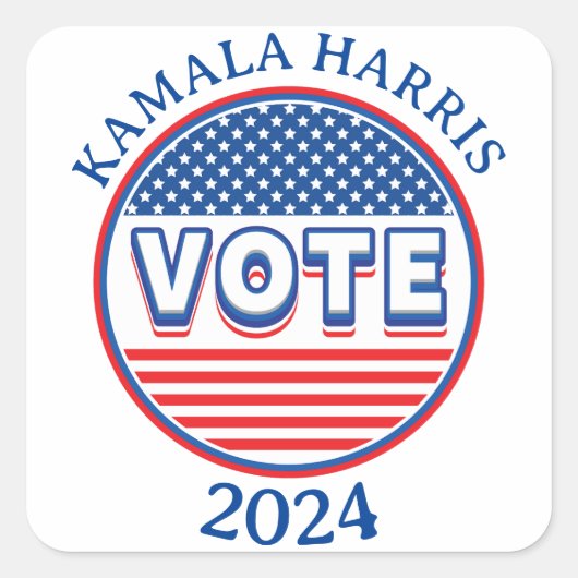 スターとストライプ投票USA – 選挙 スクエアシール (正面)